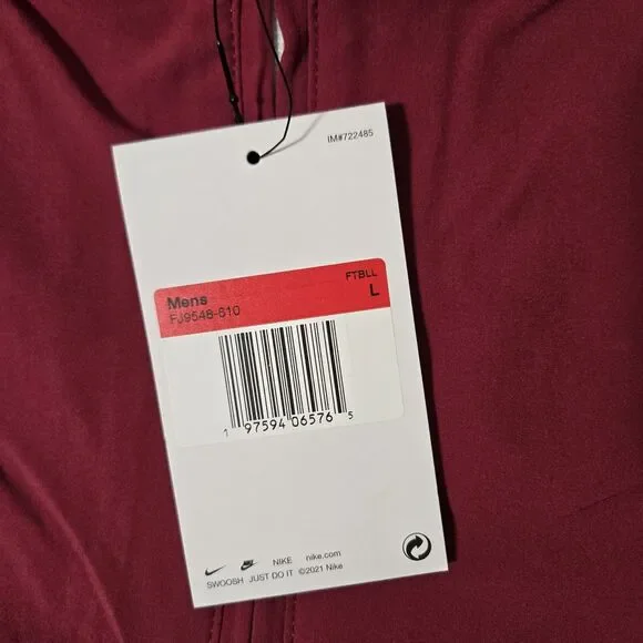 Nike Football Hooded Jacket Coaches Sideline 1/4 Zip Maroon Jacket Mens Large